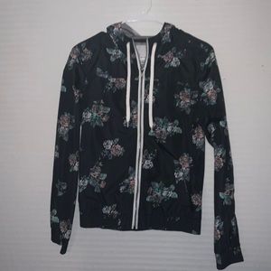 Black Flower Print Rain Jacket